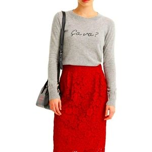 ♥️J.Crew formal  red lace skirt size 4 great for Valentine's Day/etc..